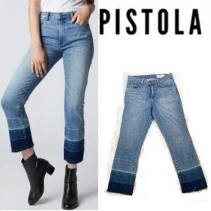 Pistola High Rise Jeans Ombre Hem Light Blue Size 29 Cropped Raw Edge